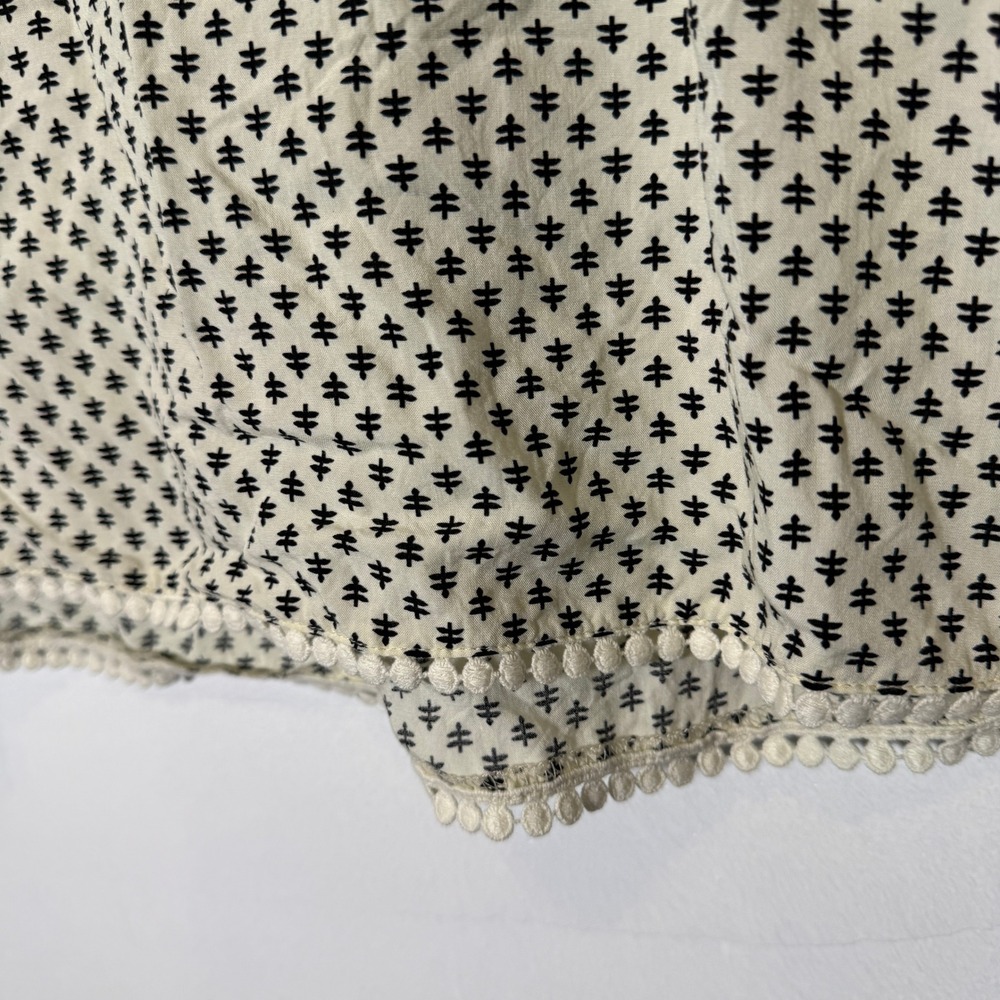 Skies Are Blue Tank Top Womens Med Cream Black Anthropologie Pom Pom Mixed Print - Picture 2 of 5